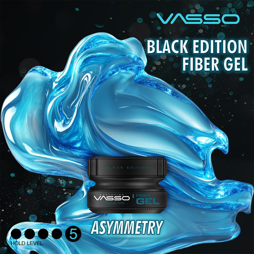 Vasso Styling Wax Black Edition Fiber Gel – Asymmetry 5.07oz (150ml)
