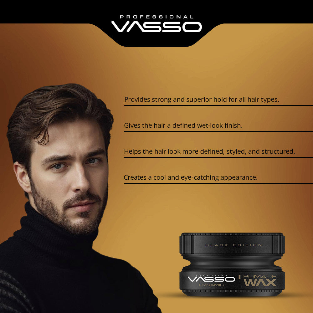 Vasso Styling Wax Black Edition Pomade 5.07oz (150ml)