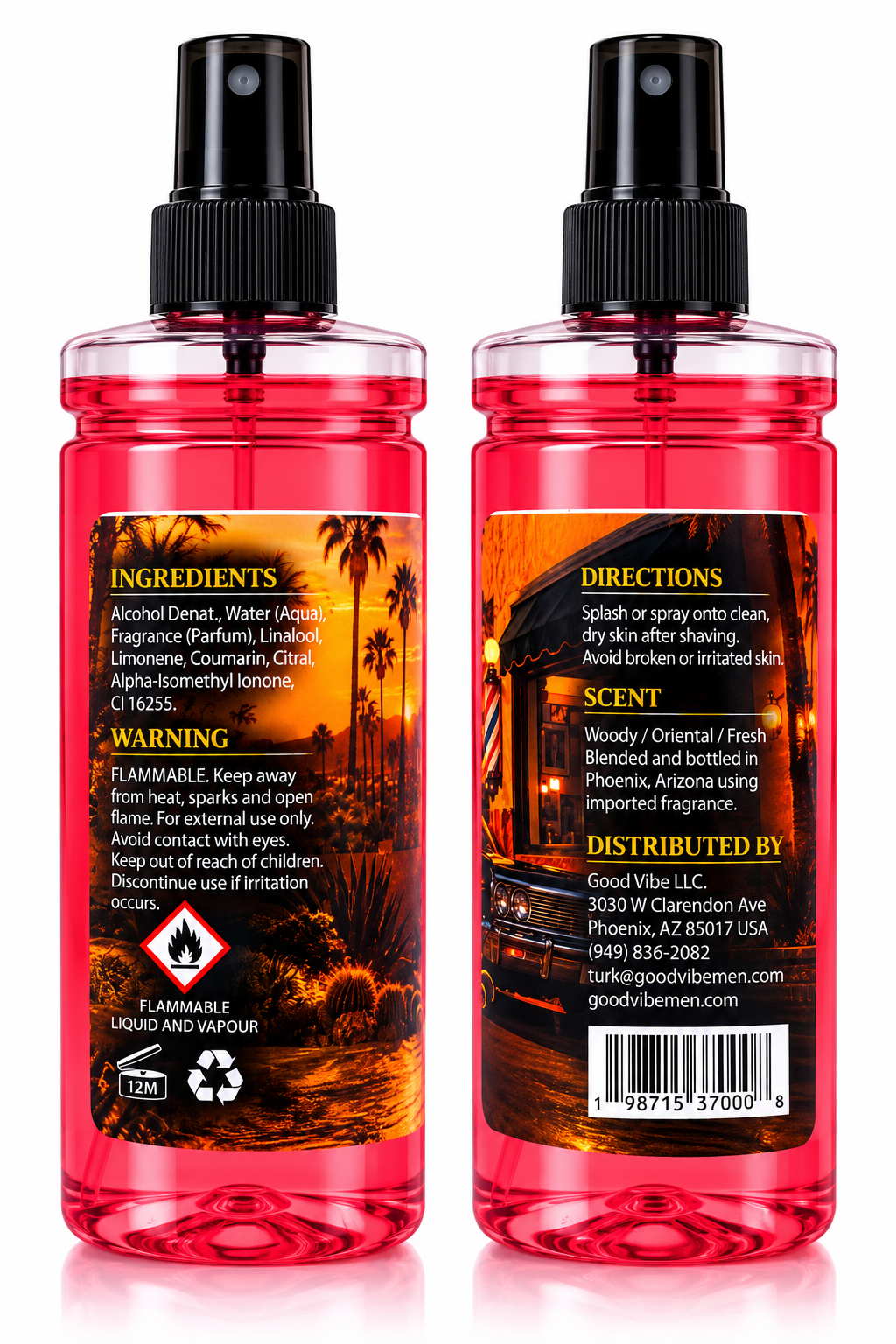 2 Bux Heat Aftershave Cologne Spray for Men – Fresh Woody Oriental Scent – 12.5 fl oz / 370 mL