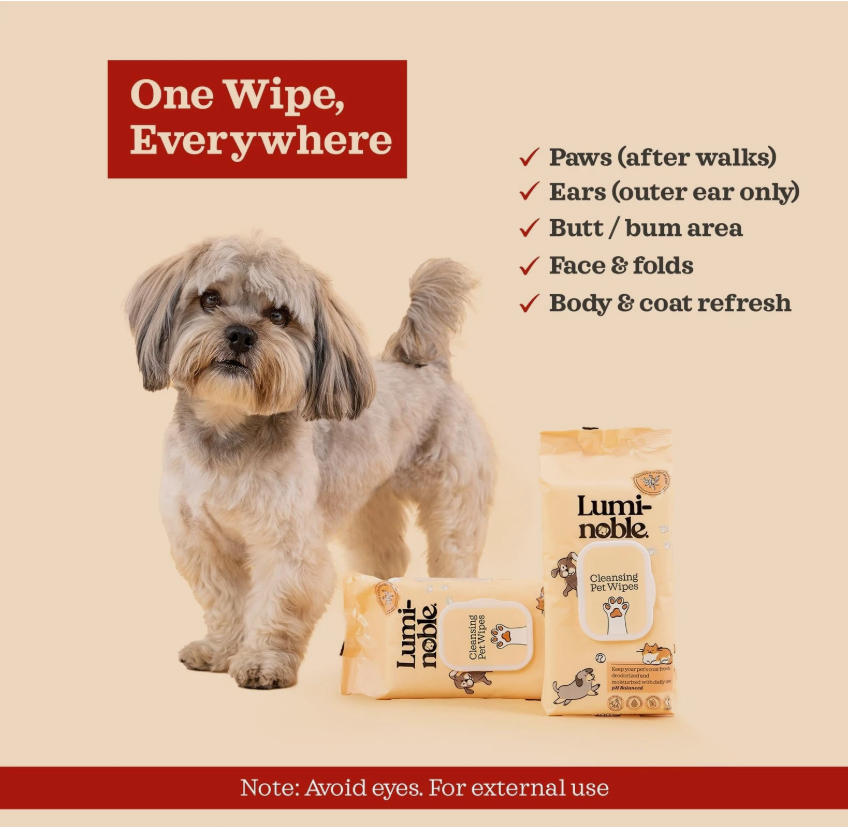 LumiNoble Pet Cleansing Wipes - 100 Count
