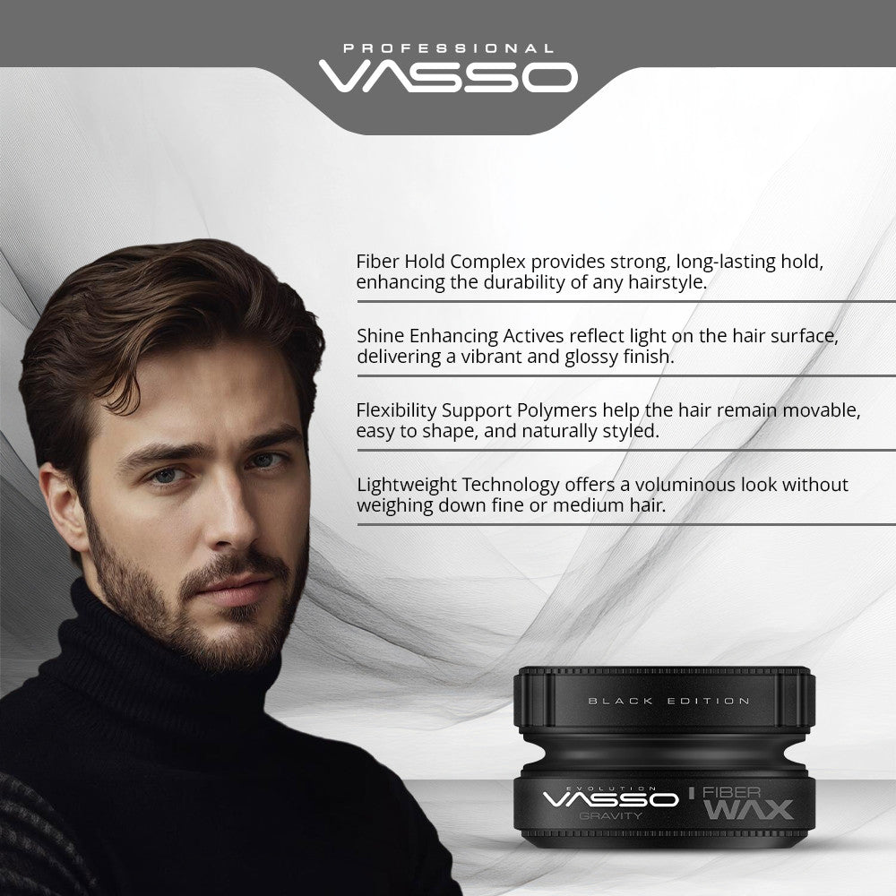Vasso Styling Fiber Wax Black Edition Gravity 5.07oz (150ml)