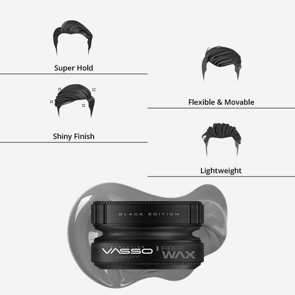 Vasso Styling Fiber Wax Black Edition Gravity 5.07oz (150ml)
