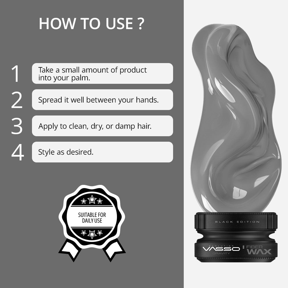 Vasso Styling Fiber Wax Black Edition Gravity 5.07oz (150ml)