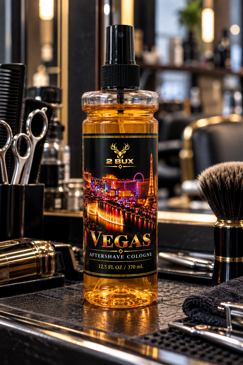 2 BUX Vegas Aftershave Cologne – Tobacco, Lemon & Woods – 12.5 fl oz / 370 mL
